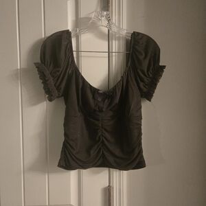 HOT TOPIC Thorn & Fable Olive Green Ruched Girls Top